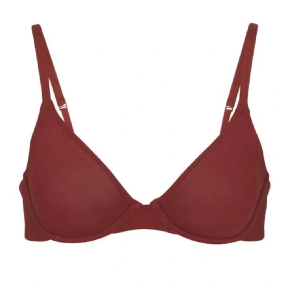 SKIMS Cotton Jersey T Shirt Bra in Sangria NEW - Picture 2 of 9